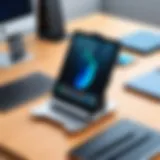 A variety of portable tablet holders displayed on a table showcasing different designs and materials.