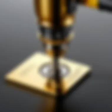 Precision Blade of Gold-Plated Outlining Trimmers A close-up view of the precision blade of a gold-plated outlining trimmer.