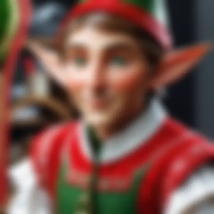 Close-up of a handcrafted RAZ Imports elf showcasing intricate details