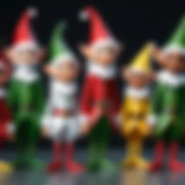 Diverse Designs of RAZ Imports Elves Group of RAZ Imports elves representing diverse designs and expressions