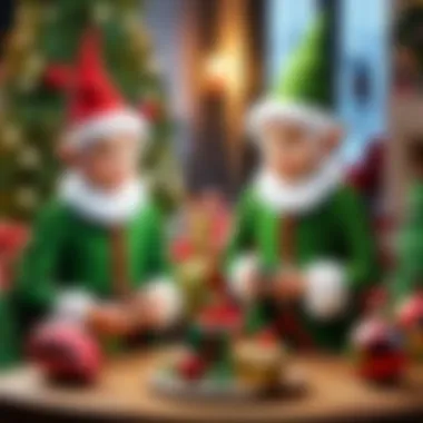 Festive Display of RAZ Imports Elves Artistic display of RAZ Imports decorative elves in a festive setting