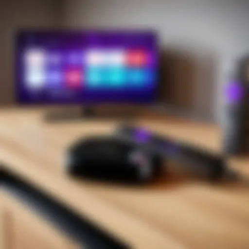 Roku streaming device connected to a television