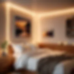 Warm white rope lights illuminating a cozy bedroom corner