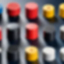 Close-up of rubber mallet replacement heads showcasing different materials and textures