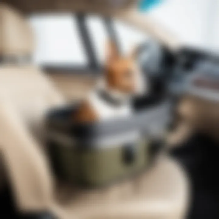 A pet owner traveling safely with their pet using an extender