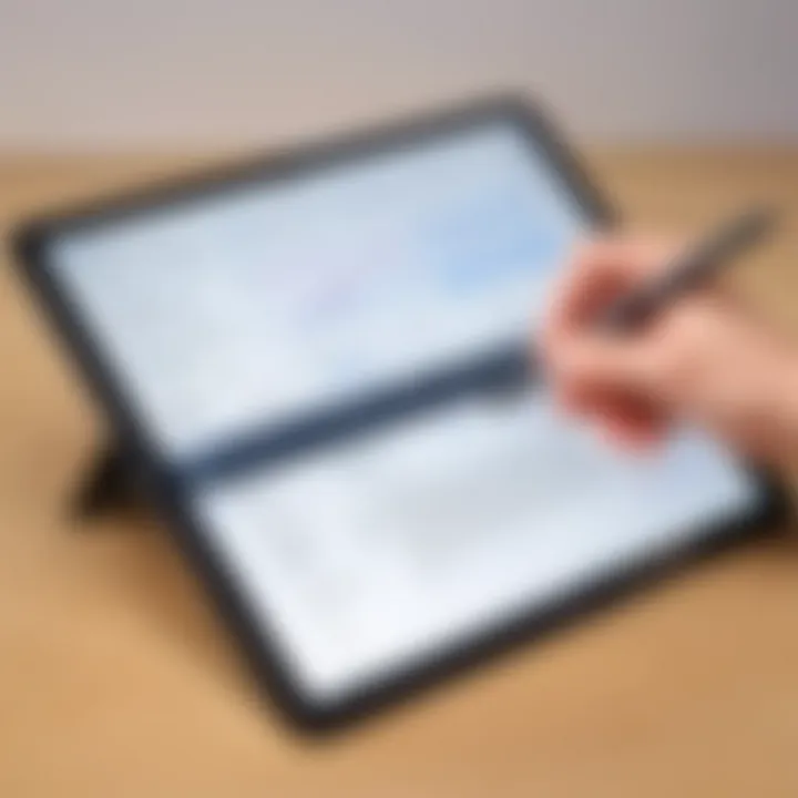 User interacting with Samsung Galaxy S Pen Pro on a tablet, illustrating precision and fluidity