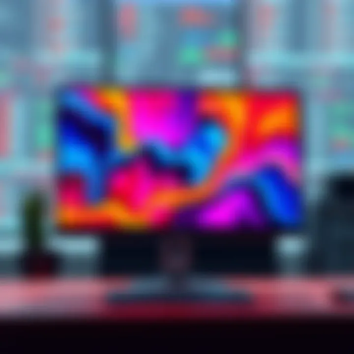 Vibrant High-Resolution Display High-resolution monitor showcasing vibrant colors