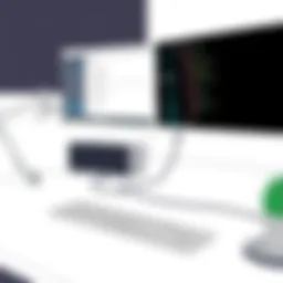 Modern home office setup with dual monitors