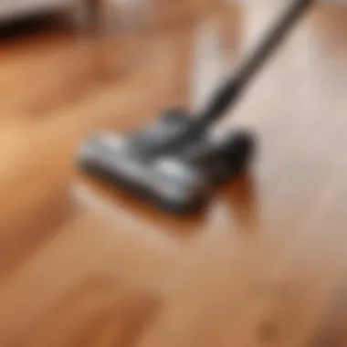 Shark cordless sweeper in action on hardwood floor