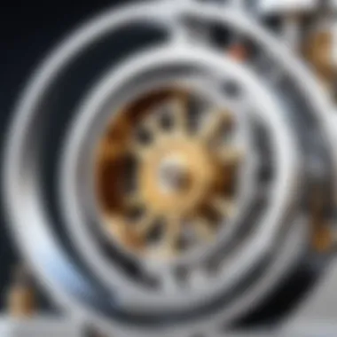 Close-up view of a Stirling engine toy illustrating its construction materials