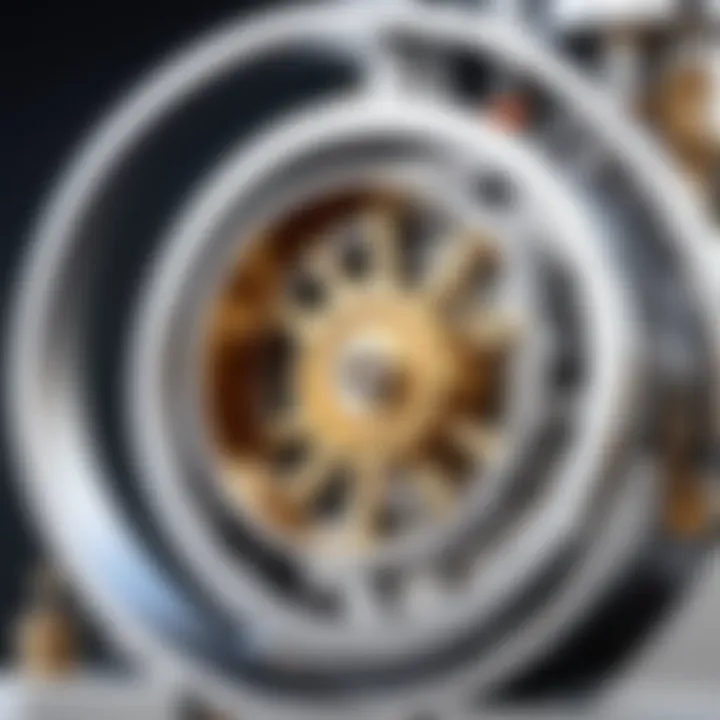 Close-up view of a Stirling engine toy illustrating its construction materials