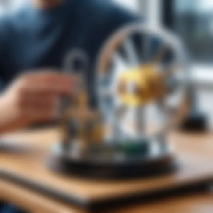 Educational setting where students interact with Stirling engine toys