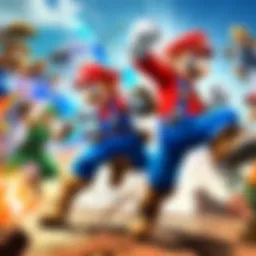 Dynamic gameplay showcasing a fierce battle in Super Smash Brothers