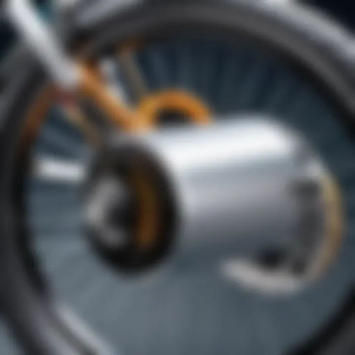 Close-up of the technical specifications of a bicycle air compressor
