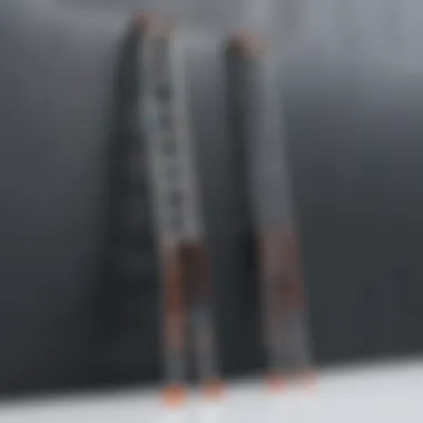 A portable telescopic ladder extended against a wall, demonstrating its height versatility.