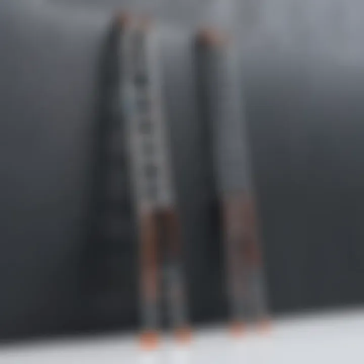 A portable telescopic ladder extended against a wall, demonstrating its height versatility.
