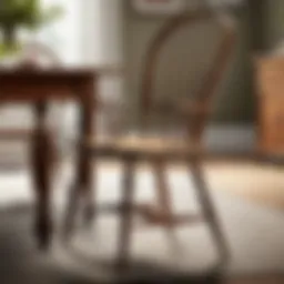 Elegant cherry Windsor dining chair in a rustic dining setting