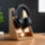 Elegant wooden headphone stand showcasing minimalistic design