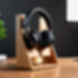 Elegant wooden headphone stand showcasing minimalistic design