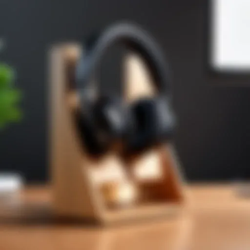 Elegant wooden headphone stand showcasing minimalistic design
