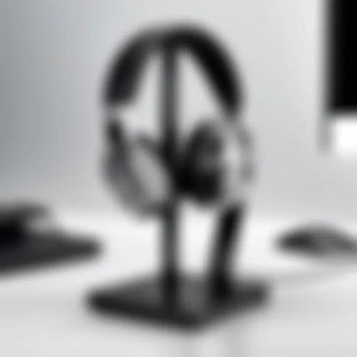 Modern metal headphone stand with a sleek finish