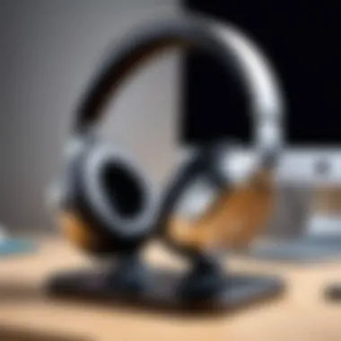 Functional Headphone Holder with Cable Management Stylish headphone holder with cable management features