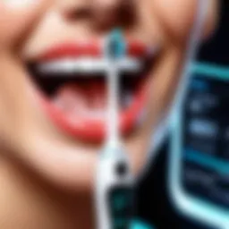 Close-up of an electric toothbrush with a digital display showcasing its advanced features.