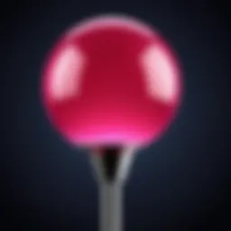Detailed view of pinky ball on a stick showcasing its design elements.