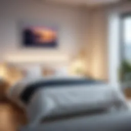 A serene bedroom scene with soft lighting