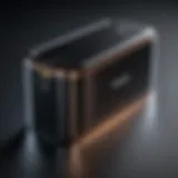 Stylish battery pack charging an iPhone