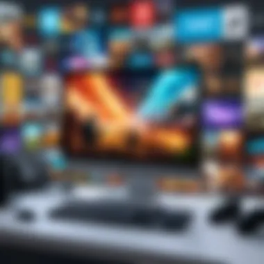 Diverse Gaming Genres An artistic representation of diverse gaming genres in PC gaming