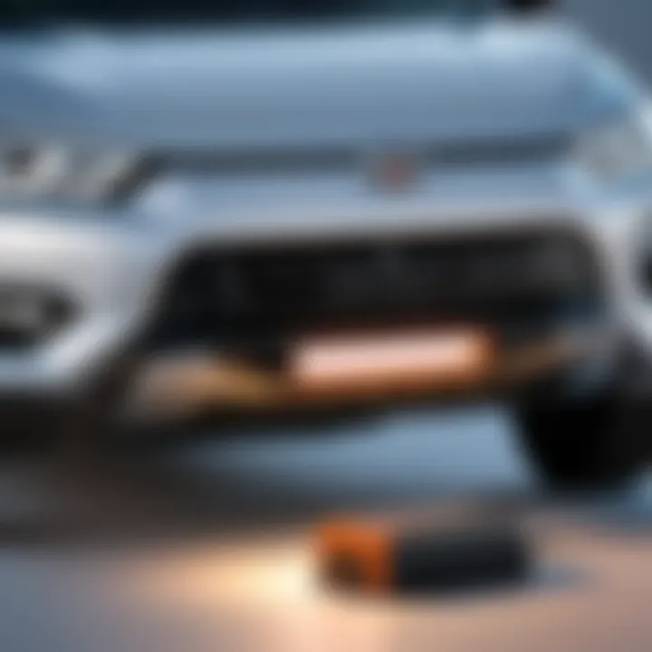 Installation of a TowMate light bar charger on a vehicle demonstrating practical application.