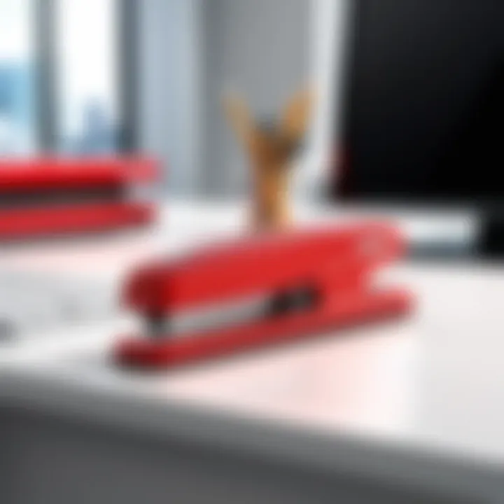 Tru Red stapler in an office setting emphasizing its practicality