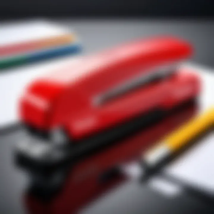 Tru Red stapler alongside school supplies highlighting its versatility