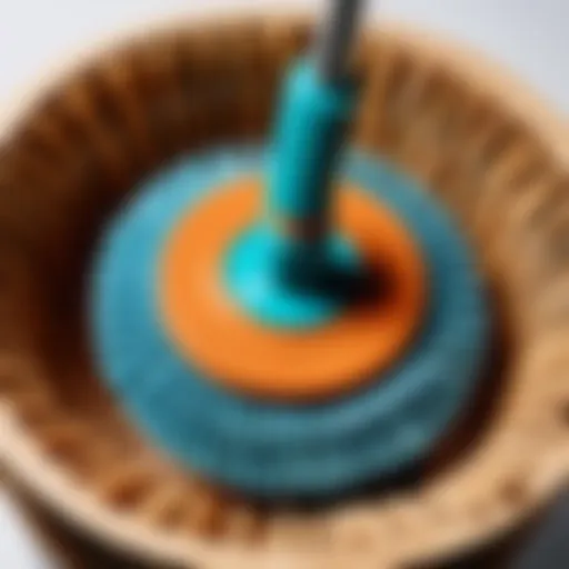 Detailed view of cedar spin mop head refill showcasing its construction materials.