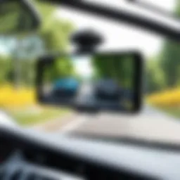 Innovative rear view mirror phone holder in action