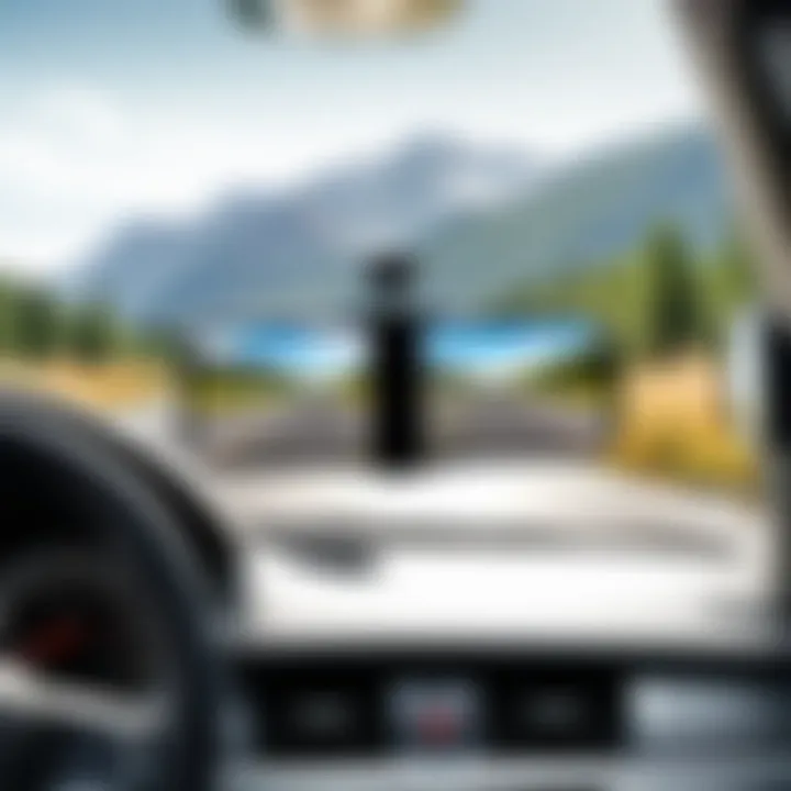 Different types of cell phone holders mounted on rear view mirrors
