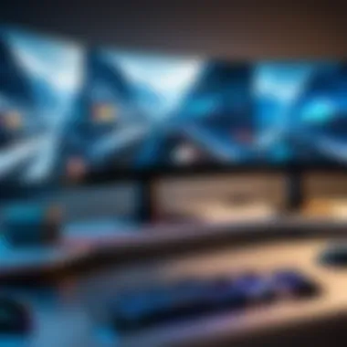 Enhanced Gameplay with Multiple Monitors Gaming setup featuring multiple monitors for enhanced gameplay