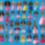 A collection of vibrant princess clip-on dolls showcasing diverse designs
