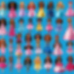 A collection of vibrant princess clip-on dolls showcasing diverse designs