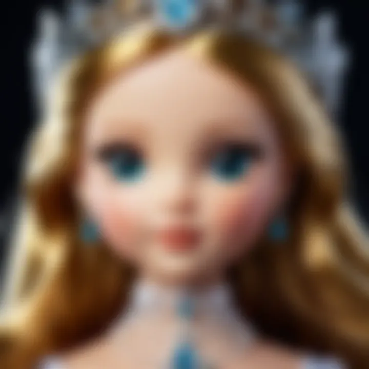 An intricate close-up of a princess clip-on doll highlighting its craftsmanship