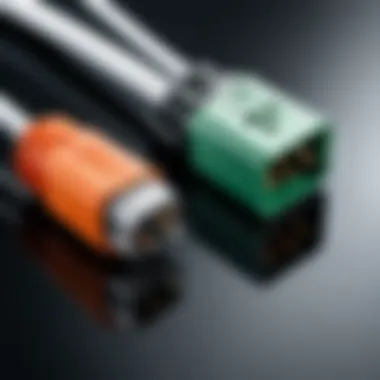 Close-up of materials and build quality used in short AC extension cords.