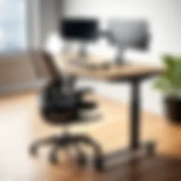Ergonomic standup desk chair showcasing adjustable features