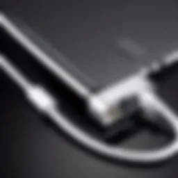 Detailed view of a MacBook Pro charging cable connector