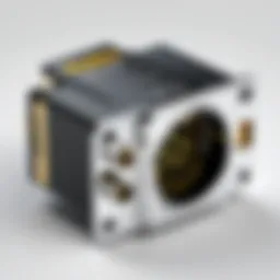 Detailed view of a push-on F connector highlighting its design features.