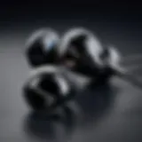 Close-up view of premium earbuds showcasing sleek design