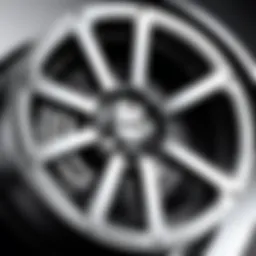 Close-up view of a stylish ultra motorsports hub cap showcasing intricate design patterns.