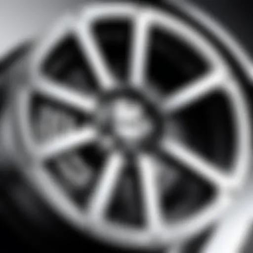 Close-up view of a stylish ultra motorsports hub cap showcasing intricate design patterns.