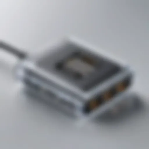 Close-up of a USB-C charging block with cables