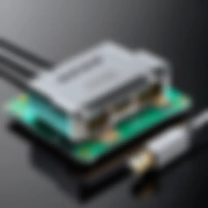 An instructional setup guide demonstrating the installation of a USB to HDMI converter.